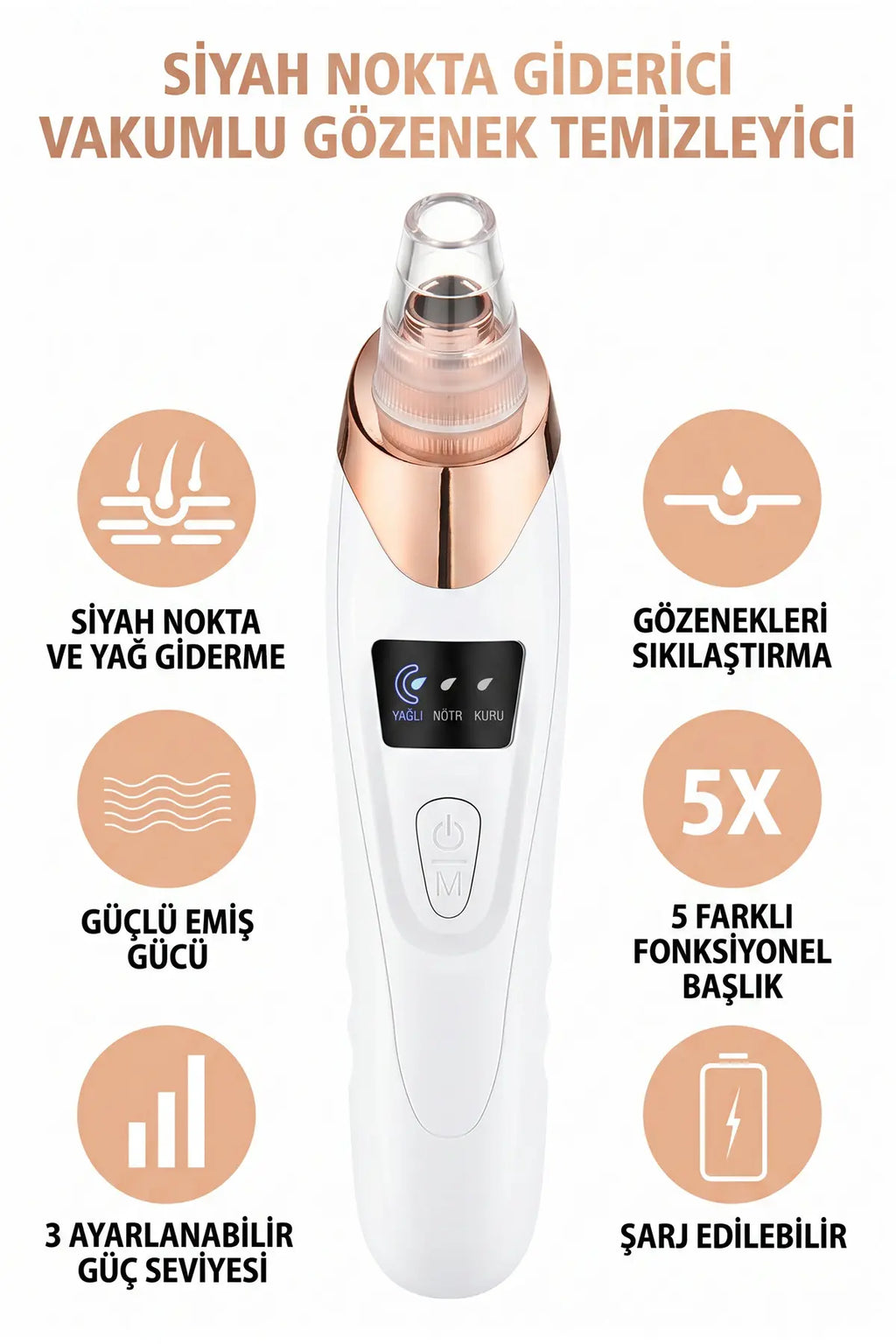Ciltella Vakumlu Siyah Nokta ve Gözenek Temizleme Cihazı